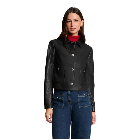 Jacket by Morgan De Toi for women in polyethylene & polyurethane black presents a authentic silhouette, artfully detailed with a authentic and functional for a premium authentic finish.