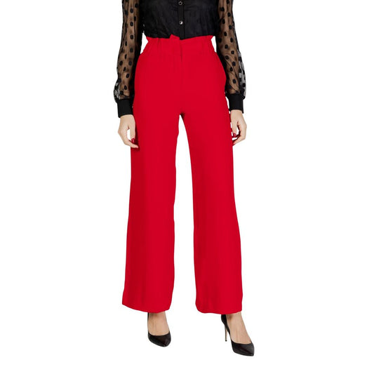 Palazzo Pants by Morgan De Toi for women in polyester red features an sartorial wide and long with a high rise cut for a sartorial finish.