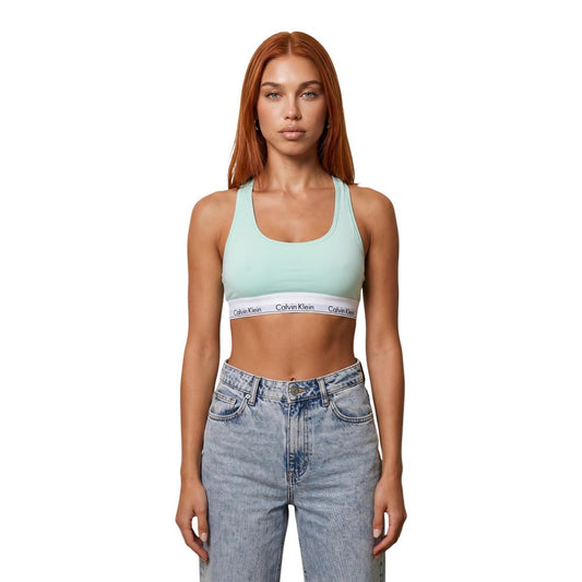 Bra by Calvin Klein Underwear for women in stretch cotton & modal green, natural & signature features a flawless silhouette, showcasing the flawless design and intricate detailing characteristic of the Women's Stretch Cotton & Modal Bra.
