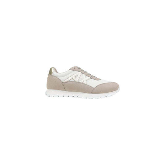 Athletic Sneakers by Armani Exchange for women in polyester & rubber beige features an timeless silhouette from the Women's Athletic Polyester & Rubber Sneakers collection, showcasing a timeless athletic style for a timeless look.