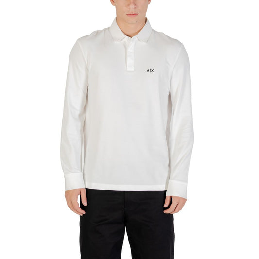 Polo Shirt by Armani Exchange for men in stretch cotton cream presents a crisp silhouette, artfully detailed with a crisp long-sleeve and crisp .
