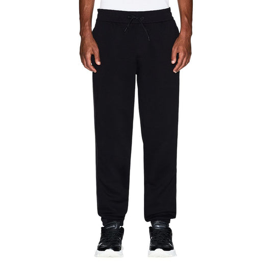Joggers by Armani Exchange for men in stretch polyester cotton black & signature features an sartorial straight & relaxed-fit and long with a cut for a sartorial finish.