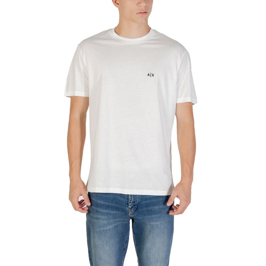 T-Shirt by Armani Exchange for men in cotton cream showcases a chic silhouette, artfully detailed with a chic crew neckline and for a chic finish.