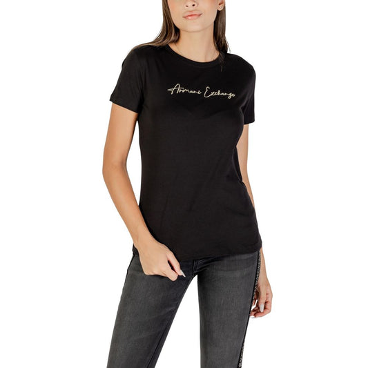 T-Shirt by Armani Exchange for women in cotton bicolour showcases a dramatic silhouette, elegantly detailed with a dramatic and for a truly dramatic finish.
