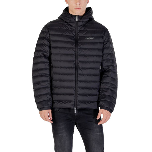 Hooded Puffer Jacket by Armani Exchange for men in polyamide black features an on trend silhouette, showcasing refined thermal, pockets, hooded, insulated & windproof and a sophisticated hooded neckline for a truly on trend finish.