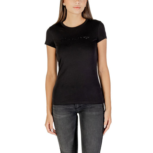 T-Shirt by Armani Exchange for women in cotton black showcases a chic silhouette, artfully detailed with a chic and for a chic finish.