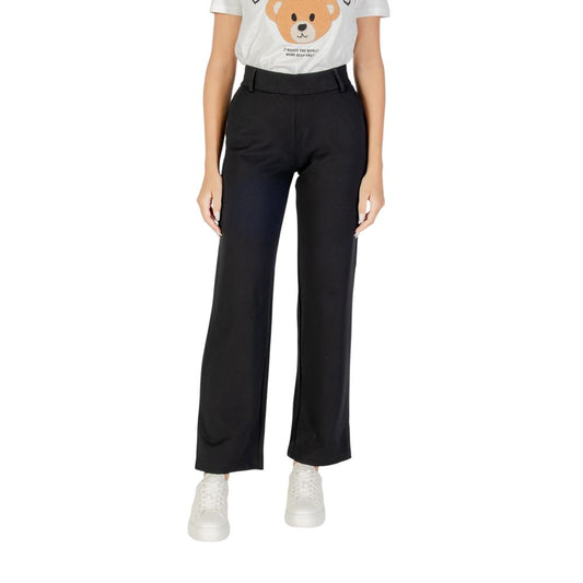 Trousers by Only for women in stretch viscose & nylon black features an sartorial silhouette, showcasing a precise straight & cigarette and long with a sartorial mid rise for a refined look.