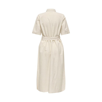 Jacqueline De Yong Beige Cotton Long Dress