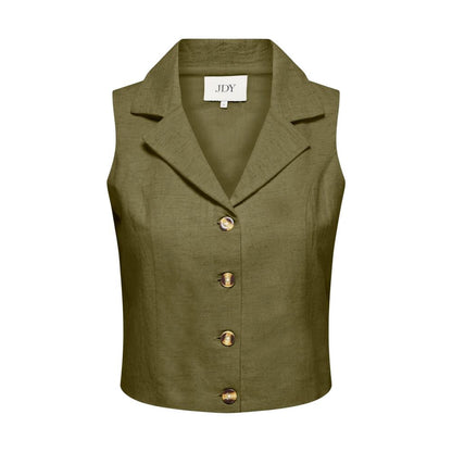 Jacqueline De Yong Green Cotton Waistcoat