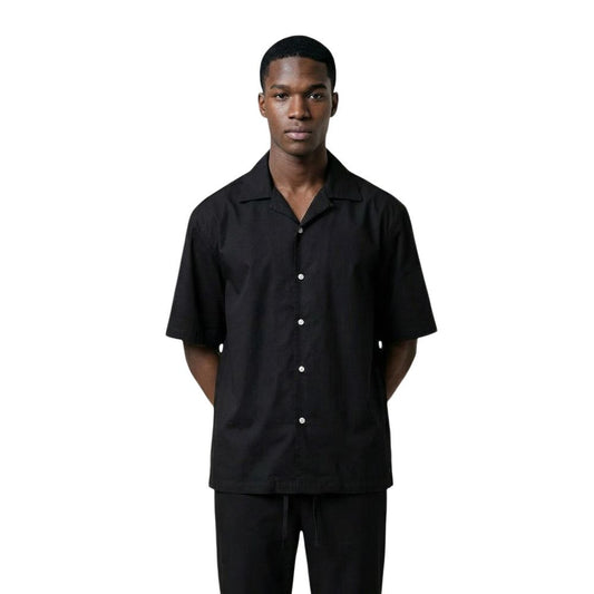 Shirt by Only & Sons for men in stretch cotton black showcases a sleek silhouette, elegantly detailed with a sleek and short-sleeve for a sleek finish.