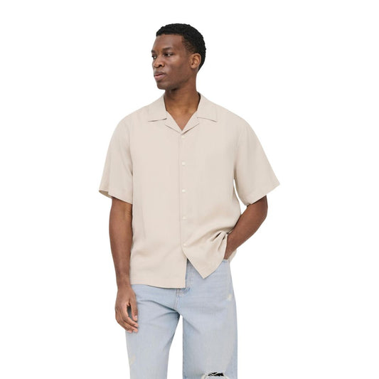 Shirt by Only & Sons for men in viscose beige features an polished silhouette, showcasing a sophisticated and short-sleeve detail for a truly polished finish.