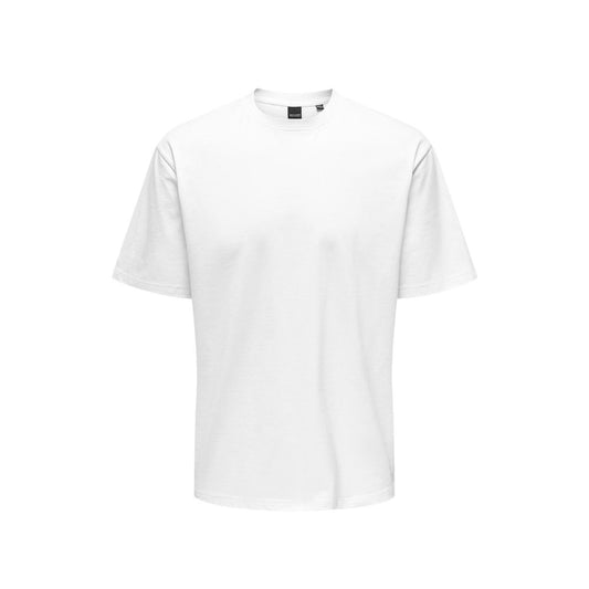 T-Shirt by Only & Sons for men in organic cotton white showcases a chic silhouette, artfully detailed with a chic crew neckline and for a chic finish.