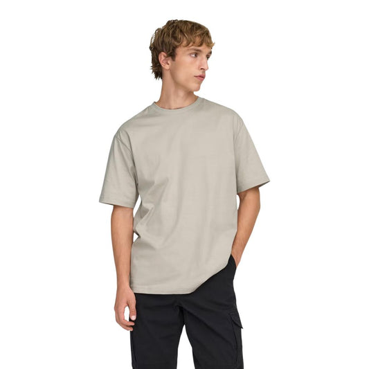T-Shirt by Only & Sons for men in organic cotton beige showcases a chic silhouette, artfully detailed with a chic crew neckline and for a chic finish.