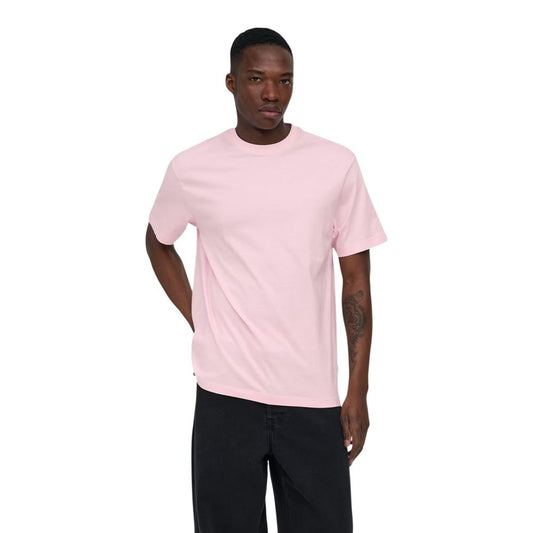 T-Shirt by Only & Sons for men in organic cotton multicolor showcases a fashionable silhouette, elegantly detailed with a fashionable and crew neckline for a sophisticated, high-fashion look.