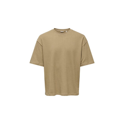 Only & Sons Brown Cotton T-Shirt