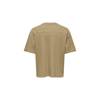 Only & Sons Brown Cotton T-Shirt