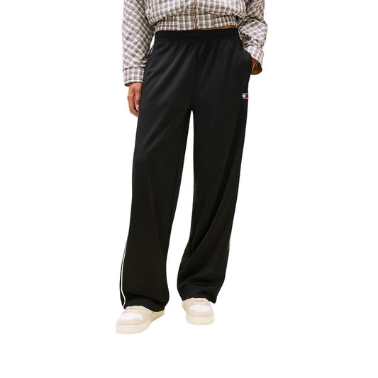 Tommy Hilfiger Jeans Women's Relaxed Fit Wide Stretch Polyester Joggers - Black
