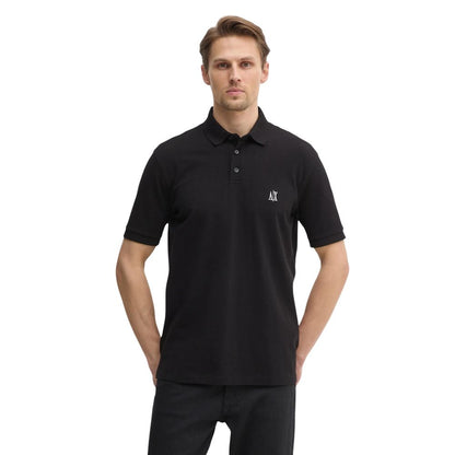 Armani Exchange Black Cotton Polo Shirt