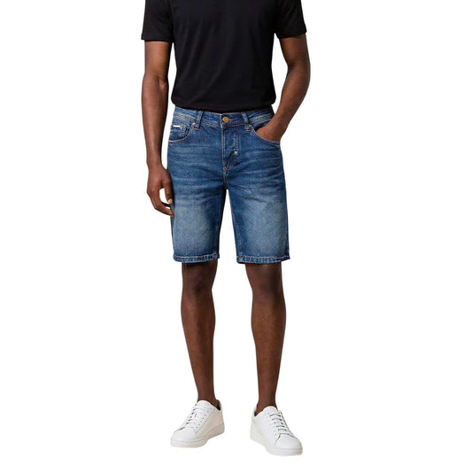 Bermuda Shorts by Antony Morato for men in cotton blue features a sartorial silhouette, showcasing a sartorial slim and short with a sophisticated for a sartorial look.
