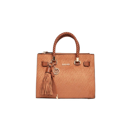 Small Handbag by Liu Jo for women in polyester beige & monogram features a signature silhouette, showcasing a secure and signature with versatile handle for a sophisticated look.