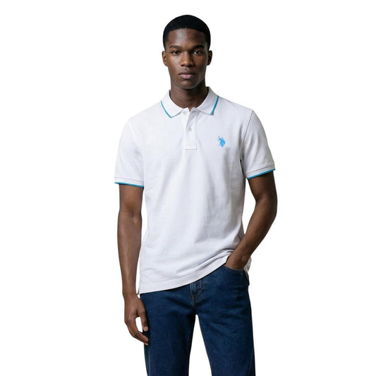 Polo Shirt by U.S. POLO ASSN. for men in cotton white & striped showcases a enviable silhouette, featuring a refined and short-sleeve for a enviable finish.