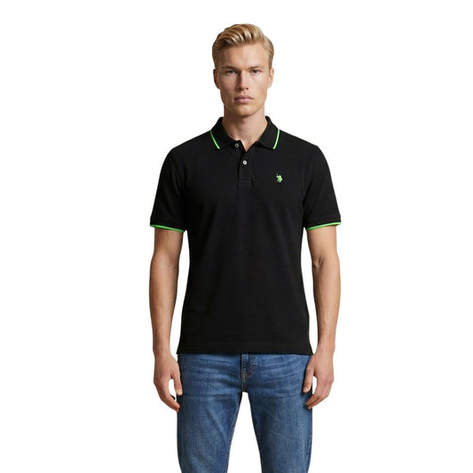 Polo Shirt by U.S. POLO ASSN. for men in cotton black & striped showcases a enviable silhouette, featuring a refined and short-sleeve for a enviable finish.