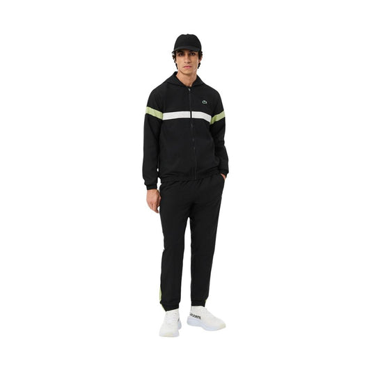 This Lacoste men polyester Activewear in black & white presents a contemporary silhouette from the Men's Polyester Track Suit collection, emphasizing high-performance for an elevated contemporary fit.
