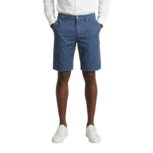 Bermuda Shorts by Jeckerson for men in stretch cotton blue & signature features an tailored silhouette, showcasing a tailored relaxed-fit & slim with a short and for a sophisticated look.