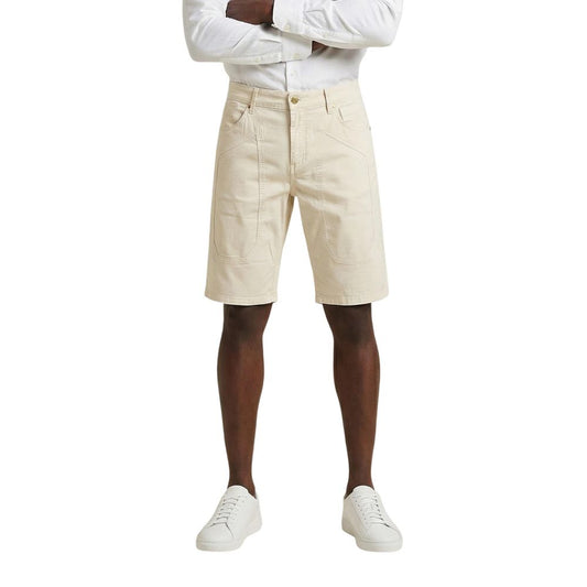Bermuda Shorts by Jeckerson for men in stretch cotton cream & signature showcases a on trend silhouette, featuring a tailored relaxed-fit & slim with a classic short and sophisticated for a on trend finish.