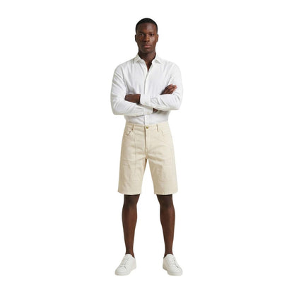 Jeckerson Cream Cotton Bermuda Shorts