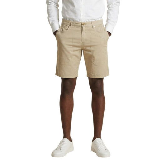 Bermuda Shorts by Jeckerson for men in stretch cotton beige & signature showcases a on trend silhouette, featuring a tailored relaxed-fit & slim with a classic short and sophisticated for a on trend finish.