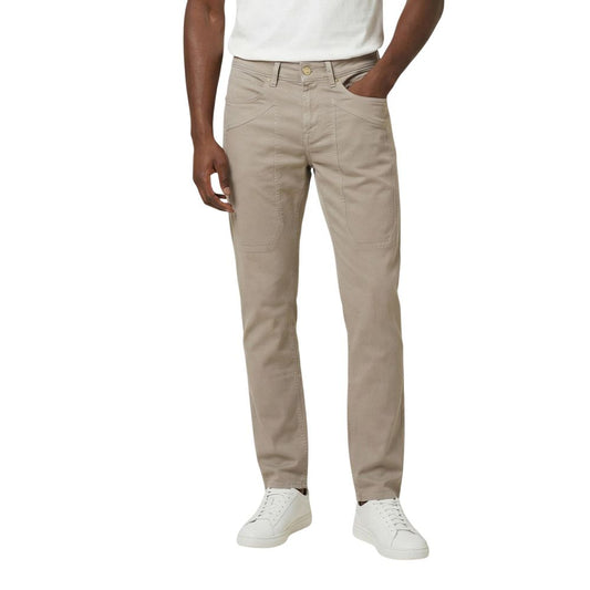 Jeans by Jeckerson for men in stretch denim cotton beige & signature features a polished silhouette with a polished skinny & slim, reaching a polished long and finished with a polished .