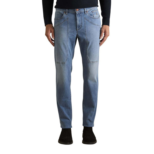 Jeckerson Men's Skinny Slim Stretch Denim Cotton Polyester Jeans - Light Blue Signature