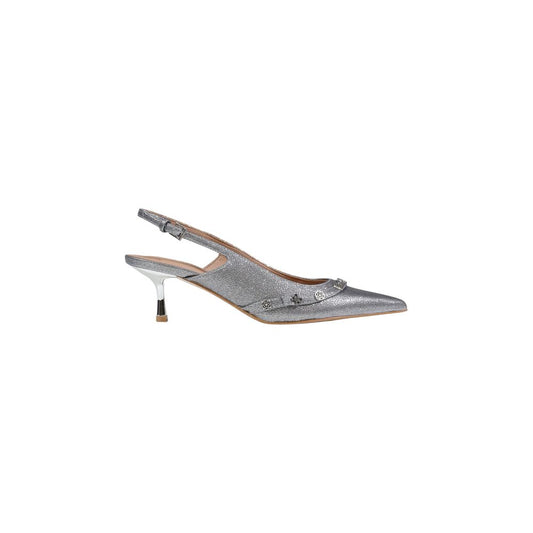 Guess Women's Polyester Polyurethane Cotton High-Heel Slingback Pumps Heels - Silver