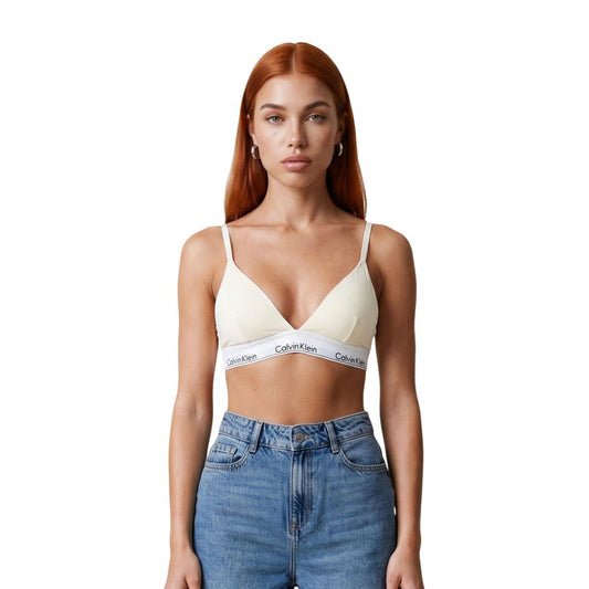 Bra by Calvin Klein Underwear for women in stretch cotton & modal beige & natural features an chic silhouette, showcasing the chic design of the Women's Stretch Cotton & Modal Bra collection with a sophisticated and chic fit.