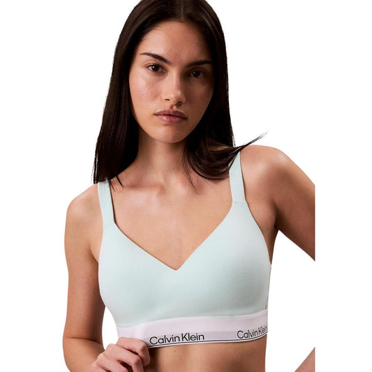 Bra by Calvin Klein Underwear for women in stretch cotton & modal green, natural & signature features an chic silhouette, showcasing the chic design of the Women's Stretch Cotton & Modal Bra collection with a sophisticated and chic fit.