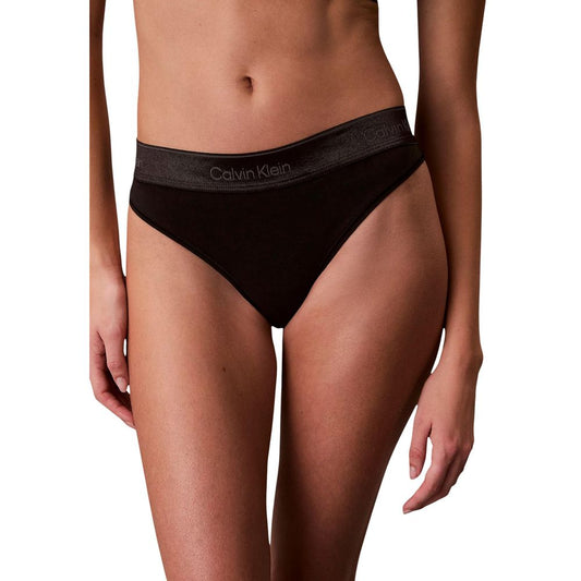 Thongs by Calvin Klein Underwear for women in stretch cotton & modal black & signature features a sultry silhouette from the Women's Stretch Cotton & Modal Thongs collection, showcasing a sultry design that emphasizes a sultry fit.