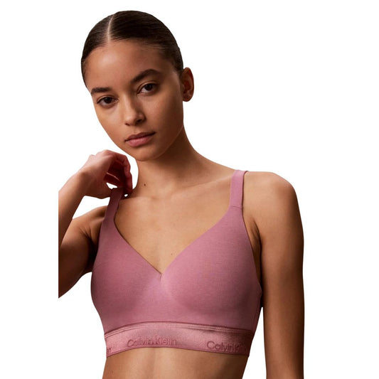 Bra by Calvin Klein Underwear for women in stretch cotton & modal natural & purple features an chic silhouette, showcasing the chic design of the Women's Stretch Cotton & Modal Bra collection with a sophisticated and chic fit.