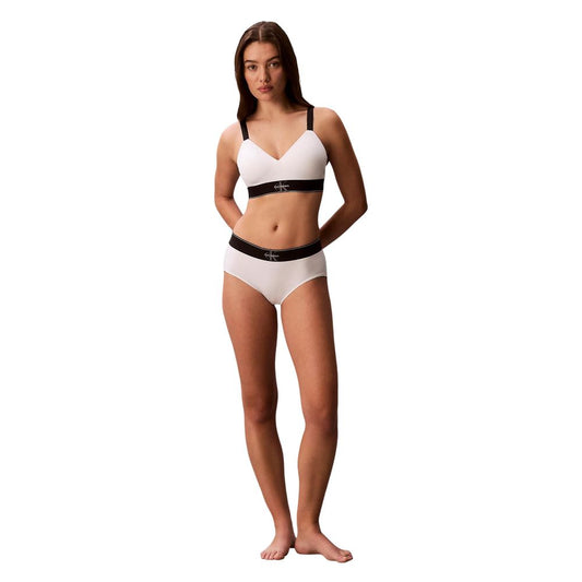 Bra by Calvin Klein Underwear for women in stretch polyester and white showcases a cute silhouette, artfully capturing the essence of Women's Stretch Polyester Bra with its cute design and meticulous finish.
