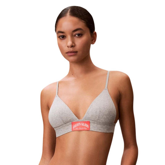 Bra by Calvin Klein Underwear for women in stretch cotton gray & natural features a nuanced silhouette, showcasing the nuanced design of the City Women's Stretch Cotton Bra with a nuanced fit.