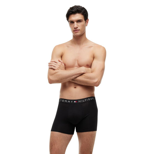 Underwear Boxer Briefs by Tommy Hilfiger for men in stretch cotton black & signature showcases a subtle silhouette, offering a sophisticated look from the Men's Stretch Cotton Underwear Boxer Briefs collection.