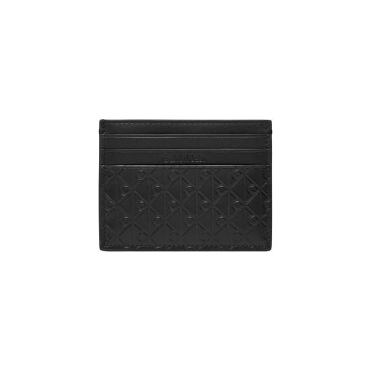 Cardholder Card Case by Calvin Klein for men in leather black, patterned & monogram features an meticulous design, elegantly showcasing the refined Leather Cardholder Card Case aesthetic while integrating sophisticated card-organization compact-design.