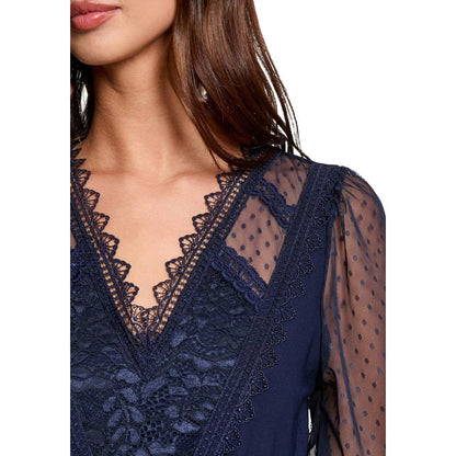 Morgan De Toi Blue Polyester Long Sleeve T-Shirt