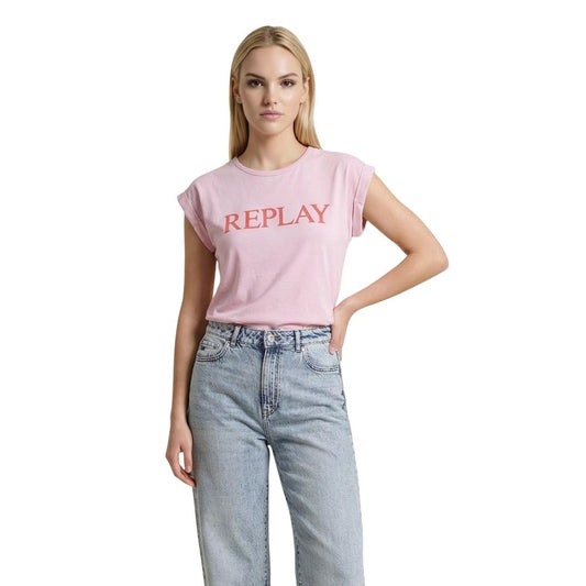 T-Shirt by Replay for women in cotton multicolor features a plush silhouette, showcasing a sophisticated crew neckline and short-sleeve for a truly plush finish.