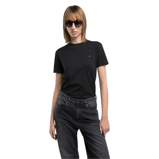 T-Shirt by Replay for women in cotton black features a plush silhouette, showcasing a sophisticated and for a truly plush finish.