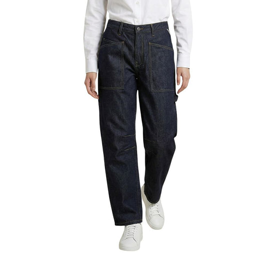 Jeans by Replay for women in denim cotton & hemp blue & natural features an sartorial relaxed-fit, regular-fit & mom and long with a high rise cut for a sartorial finish.