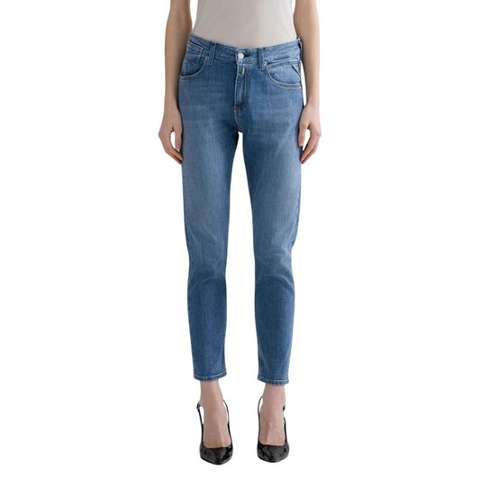 Jeans by Replay for women in stretch denim cotton blue features an sophisticated and skinny & slim with a precise long, creating a sophisticated and sophisticated silhouette.