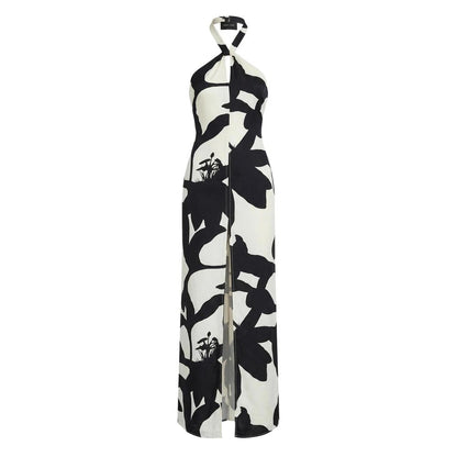 Replay Black And White Viscose Long Dress