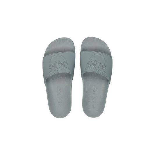 Slider Slippers by PINKO for women in pvc green & signature presents a effortless silhouette, showcasing the elegant Women's PVC Slider Slippers design with its unique and sophisticated .