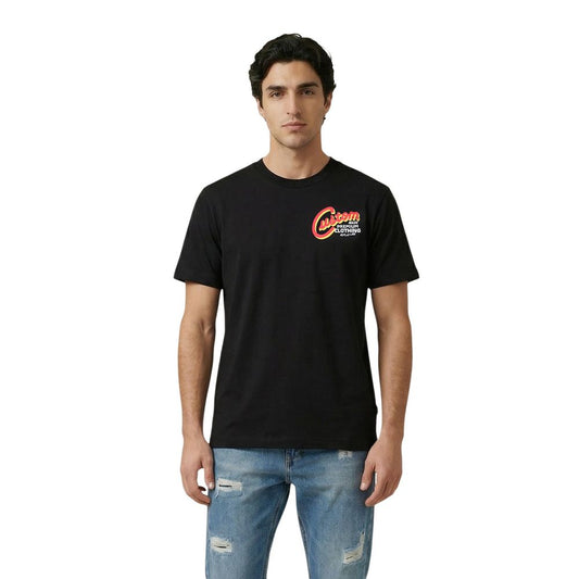 Activewear T-Shirt by Replay for men in cotton black & print features a sporty silhouette with and , showcasing innovative for a sporty finish.
